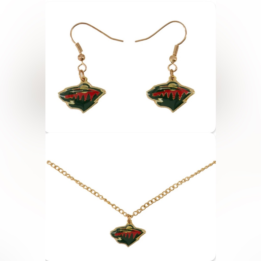 Minnesota Wild Earrings and Necklace Set - Brand New - NHL Licensed